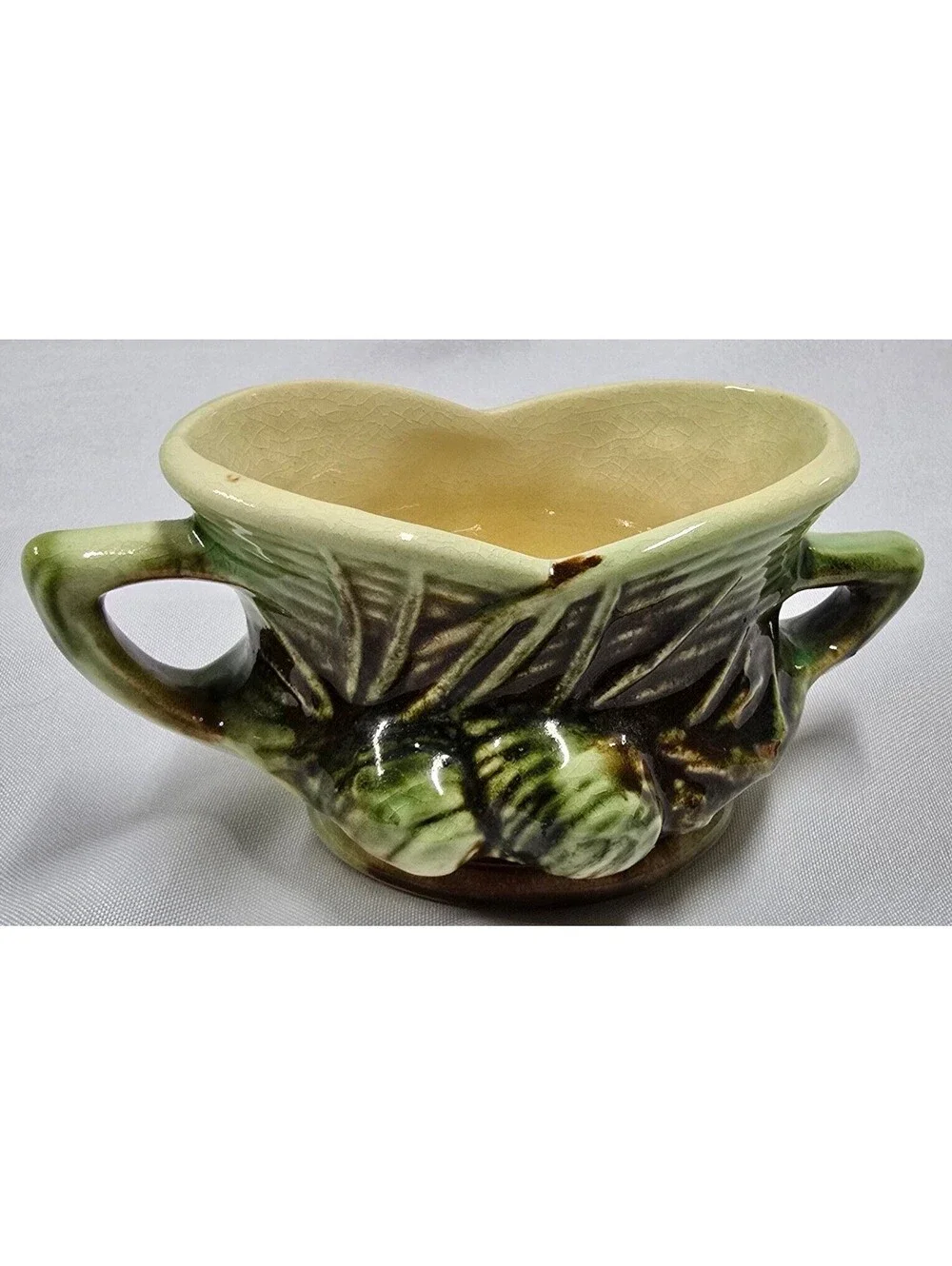 McCoy Pottery Pine Cone Tea Set: Teapot, Creamer, and Sugar Bowl Ex, Condition